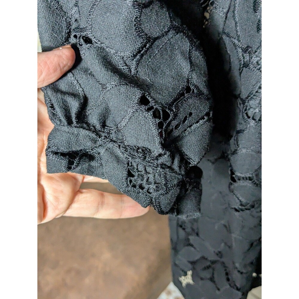 Monteau Los Angelos Black Lace Puff Short Sleeve Blouse M - Picture 6 of 7